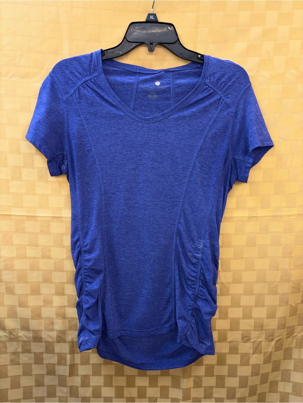 Tangerine Royal Blue Ruched-Side Short Sleeve Tee